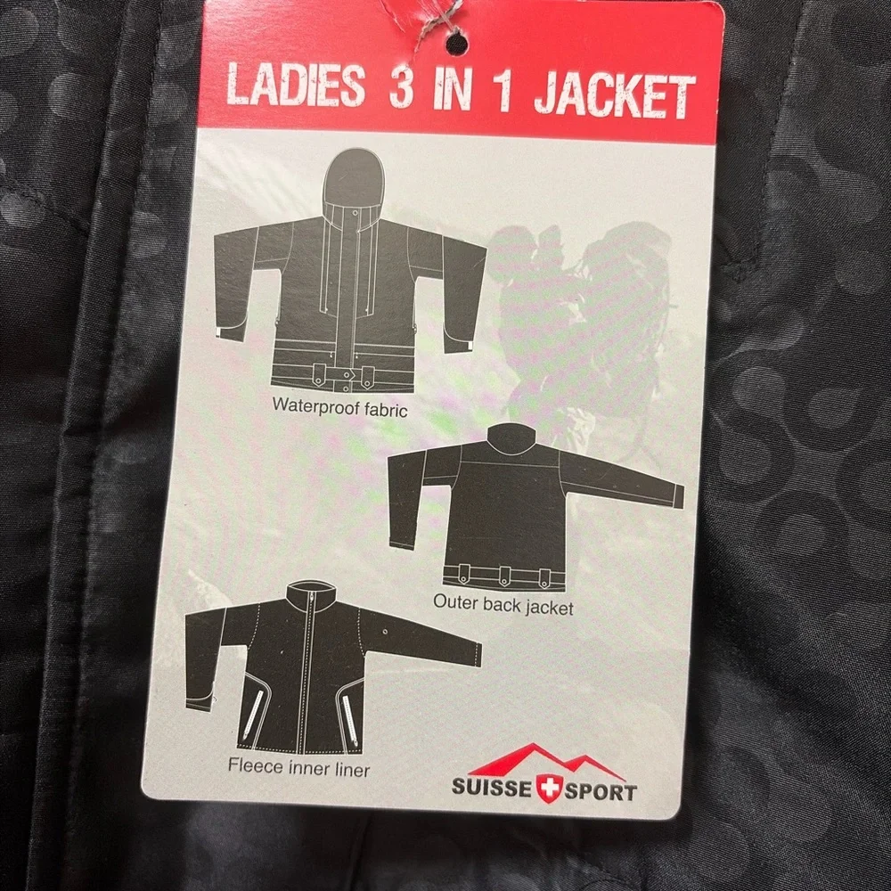 Suisse Sport Black Patterned Jacket NWT - Picture 6 of 7